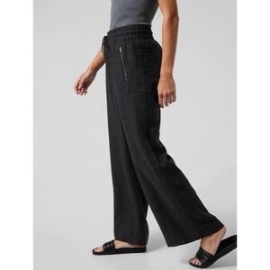 Athleta Cabo Linen Wide Leg Pants Black Size 4P